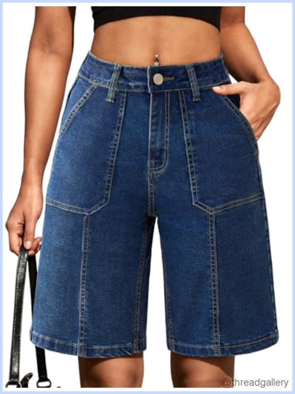 High Waist Bermuda Denim Shorts Women 4 Pockets Casual Summer Jorts